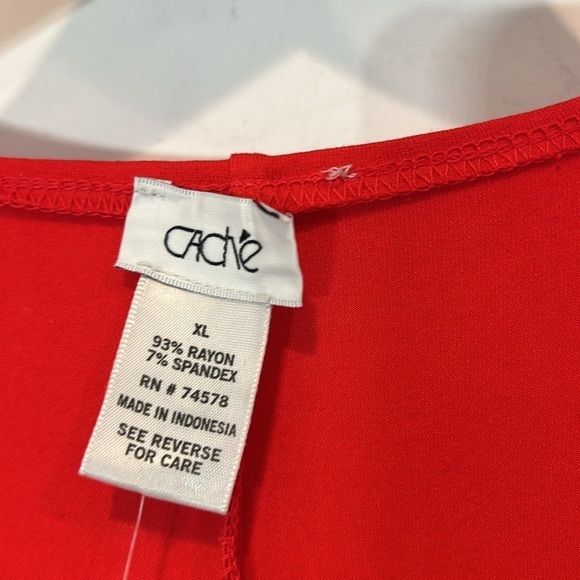 VINTAGE CACHE RED ROUGE FAUX WRAP STRETCH PENCIL DRESS SIZE XL NEW W TAG WOMEN - Picture 3 of 5